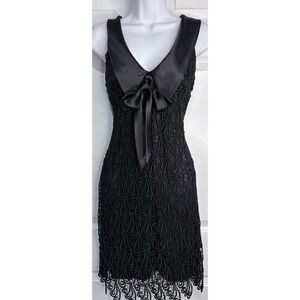 Yoana Baraschi Black Lace Cut Out Dress With Bow $348 Sz 2 - NWOT